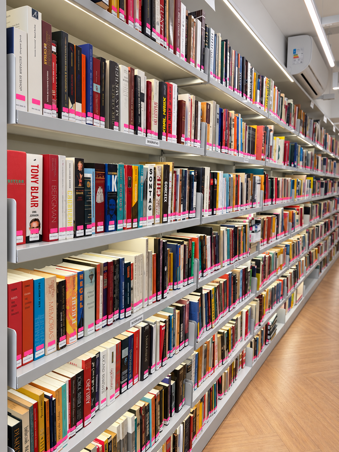 Estantes da seção de biografias